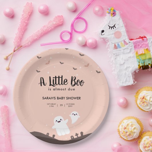 Ein kleiner Boo ist fast das passende Baby Duschko Pappteller (Party)