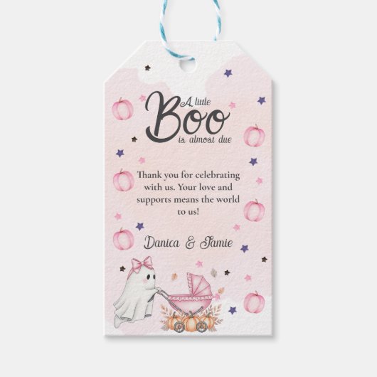 Ein kleiner Boo ist fast die richtige Pink-Babydus Geschenkanhänger (Vorderseite)