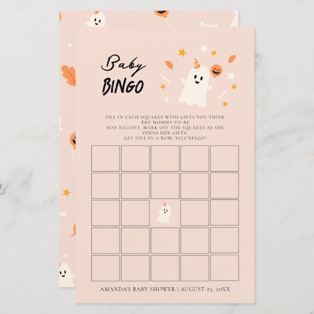 Ein kleiner Boo ist fast Due Baby Bingo (Vorne/Hinten)