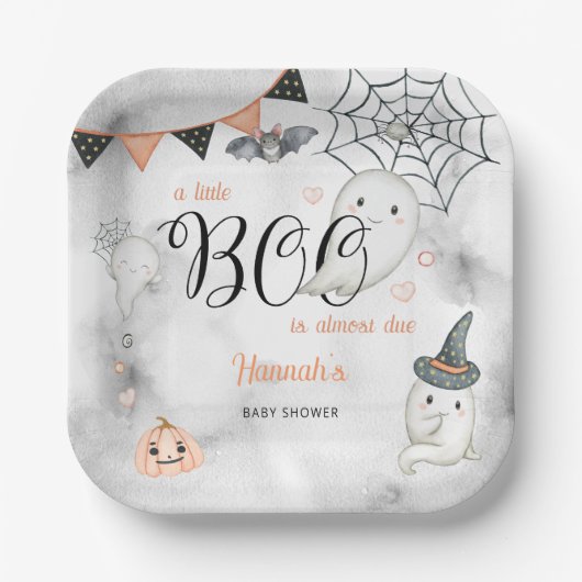 Ein kleiner Boo ist fast Due Fall Baby Dusche Pappteller (Vorderseite)