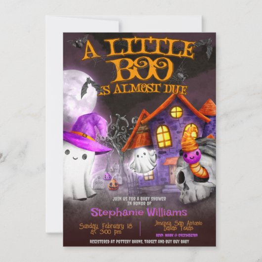 Ein kleiner Boo ist fast fällig Einladung (Vorderseite)