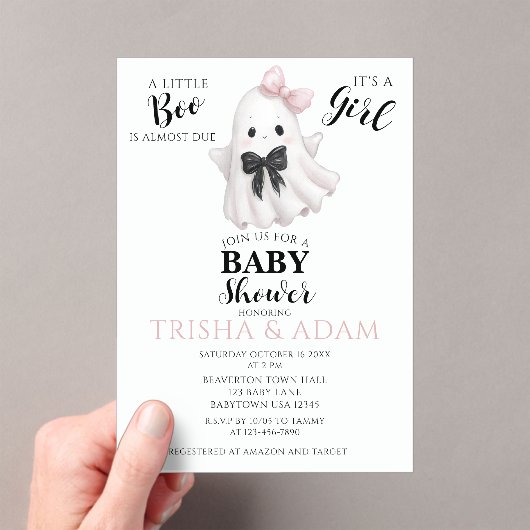 Ein kleiner Boo ist fast fällig - Halloween-Kinder Acryleinladungen (Insitu (Handheld))