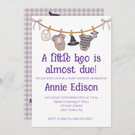 Ein kleiner Boo ist fast fällig | Halloween-Kinder Einladung (Vorne/Hinten)