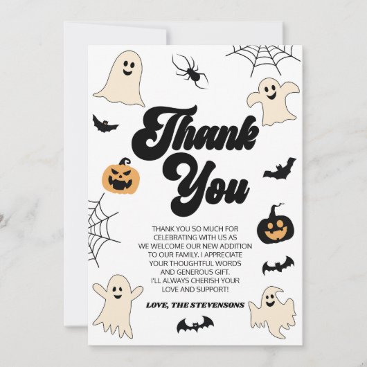 Ein kleiner Boo ist fast fällig! Halloween-Kinderd Dankeskarte (Vorderseite)