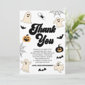 Ein kleiner Boo ist fast fällig! Halloween-Kinderd Dankeskarte (Stehend Vorderseite)