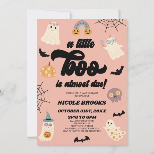 Ein kleiner Boo ist fast fällig! Halloween-Kinderd Einladung (Vorderseite)