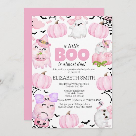 Ein kleiner Boo ist fast fällig! Halloween-Kinderd Einladung (Vorne/Hinten)
