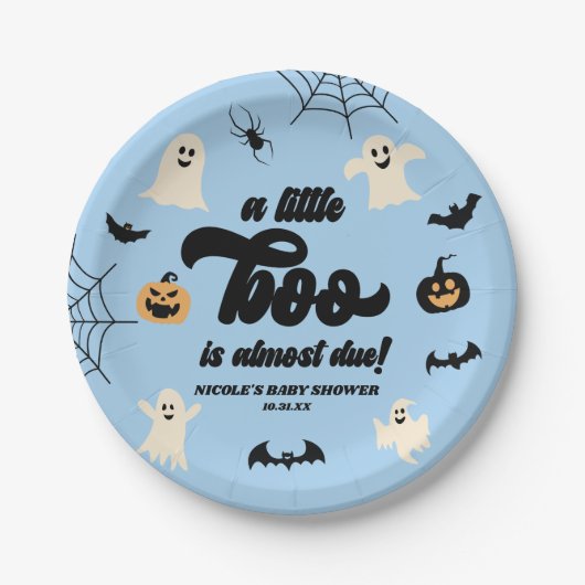 Ein kleiner Boo ist fast fällig! Halloween-Kinderd Pappteller (Vorderseite)