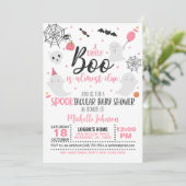 Ein kleiner Boo ist fast fällig - Mädchen (Wh/Pink Einladung (Stehend Vorderseite)