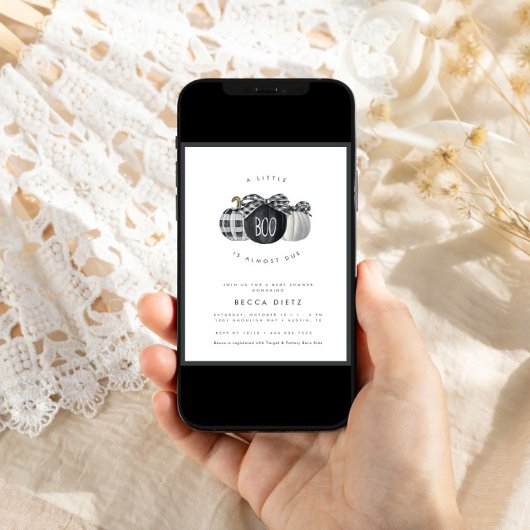 Ein kleiner Boo ist fast fällig! Neutrale Babydusc Einladung