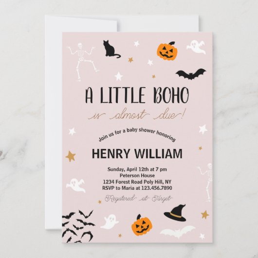 Ein kleiner Boo ist fast fällig! Spooky Fun Baby D Einladung (Vorderseite)