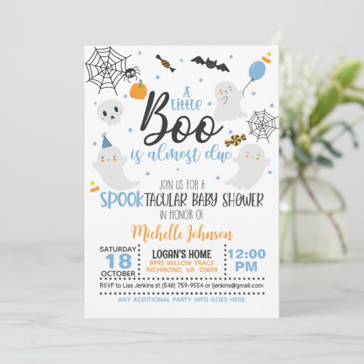 Ein kleiner Boo ist fast gebührend eingeladen - Bl Einladung (Stehend Vorderseite)