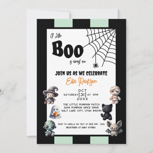 Ein kleiner Boo ist fast gerade wegen Halloween Ba Einladung (Vorderseite)