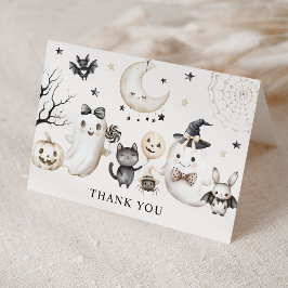 Ein kleiner Boo ist fast gerade wegen Halloween-Ki Dankeskarte