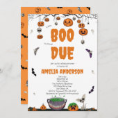 Ein kleiner Boo ist fast gerade wegen Halloween-Ki Einladung (Vorne/Hinten)