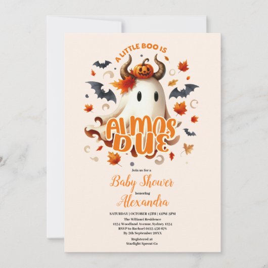 Ein kleiner Boo ist fast gerade wegen Halloween-Ki Einladung (Vorderseite)