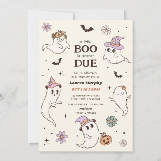 Ein kleiner Boo ist fast gerade wegen Halloween-Ki Einladung (Vorderseite)