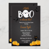 Ein kleiner Boo ist fast gerade wegen Halloween-Ki Einladung (Vorne/Hinten)