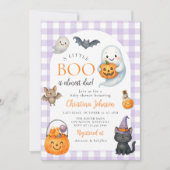 Ein kleiner Boo ist fast gerade wegen Halloween-Ki Einladung (Vorderseite)