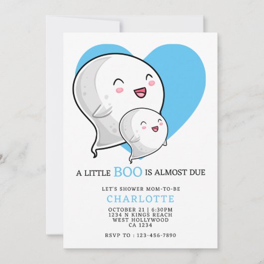 Ein kleiner Boo ist fast gerade wegen Halloween-Ki Einladung (Vorderseite)