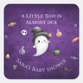 Ein kleiner Boo ist fast gerade wegen Halloween-Ki Quadratischer Aufkleber (Vorderseite)