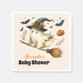 Ein kleiner Boo ist fast gerade wegen Halloween-Ki Serviette (Vorderseite)