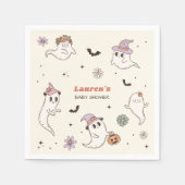 Ein kleiner Boo ist fast gerade wegen Halloween-Ki Serviette (Vorderseite)