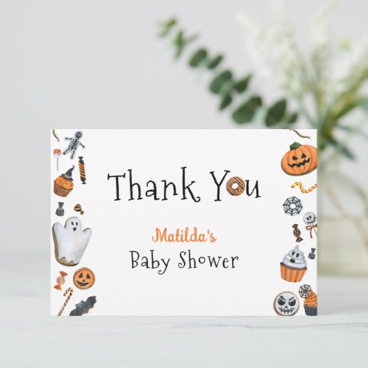 Ein kleiner Boo ist fast passend Babydusche Danke Karte (Stehend Vorderseite)