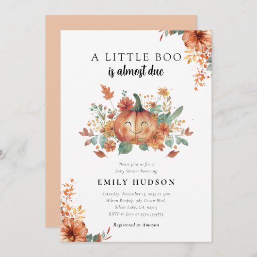 Ein kleiner Boo ist fast wegen Babydusche Einladung (Vorne/Hinten)