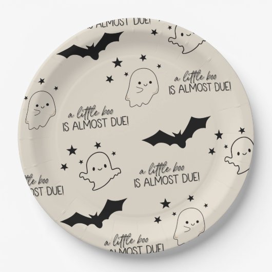 Ein kleiner Boo ist fast wegen der Babydusche Pappteller (Vorderseite)