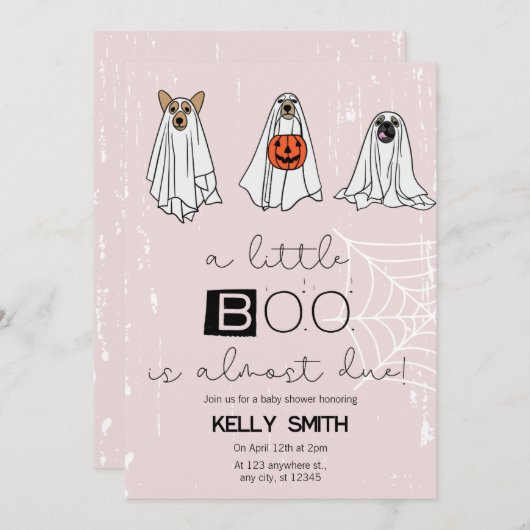 Ein kleiner Boo ist fast wegen der rosa Einladung (Vorne/Hinten)