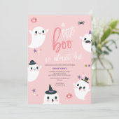 Ein kleiner Boo ist fast wegen Ghost Baby Dusche Einladung (Stehend Vorderseite)