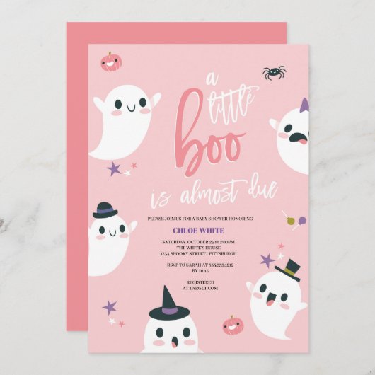Ein kleiner Boo ist fast wegen Ghost Baby Dusche Einladung (Vorne/Hinten)