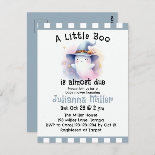 Ein kleiner Boo ist fast wegen Niedlicher Ghost Ba Postkarte (Vorne/Hinten)