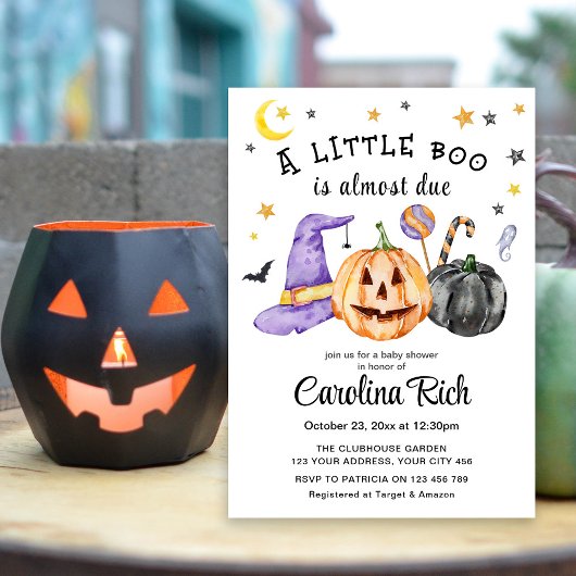 Ein kleiner Boo ist fast zu Halloween-Kinderdusche Einladung