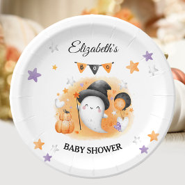 Ein kleiner Boo ist fast zu Halloween-Kinderdusche Pappteller