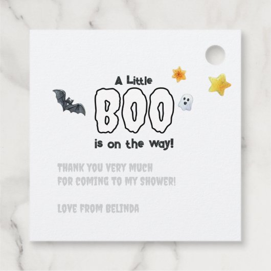 "Ein kleiner Boo ist unterwegs" Halloween-Kinderdu Geschenkanhänger (Rückseite)