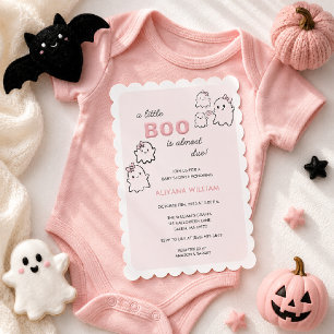 Ein kleiner Boo kommt bald - Süße rosa Babyparty Einladung