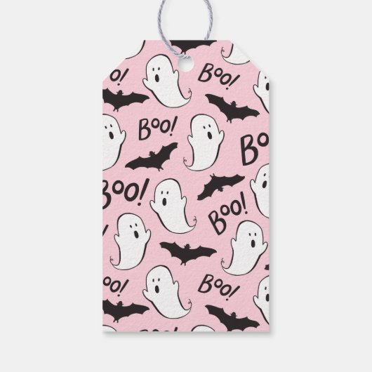 Ein kleiner Boo Pink Baby Duschvorzug Geschenkanhänger (Rückseite)