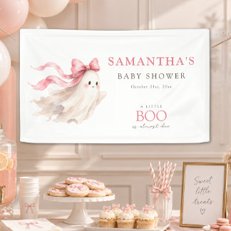 Ein kleiner Boo rosa Schleife Baby Mädchen Shower Banner