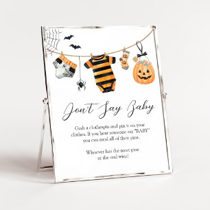 Ein kleiner Boo-Wäscheleine-Schild 'Sag nicht Baby Poster