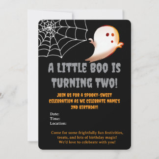 Ein kleiner Boo wird zwei Halloween 2. Geburtstag Einladung