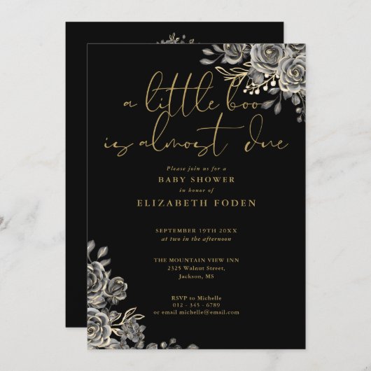 Ein kleiner boogotischer QR-Code in einer Babydusc Einladung (Vorne/Hinten)