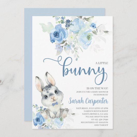 Ein kleiner Bunny Baby Shower Boy Einladung (Vorne/Hinten)