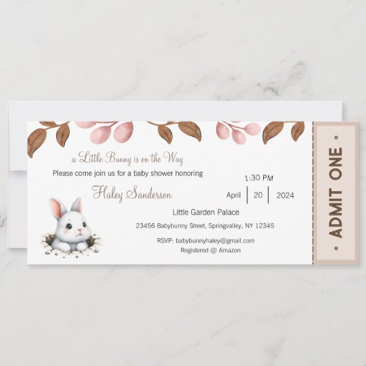 Ein kleiner Bunny ist auf dem Weg zu Einladung, Ba Einladung (Vorderseite)