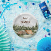 Ein kleiner Camper befindet sich auf dem Weg Baby  Pappteller (Party)