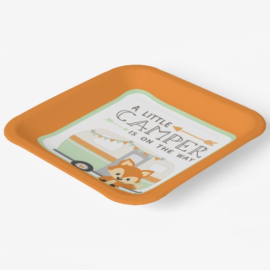 Ein kleiner Camper RV Camper Babydusche Orange Pappteller (Gewinkelt)