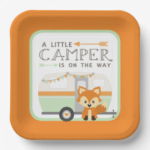 Ein kleiner Camper RV Camper Babydusche Orange Pappteller