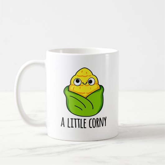 Ein kleiner Corny Funny Baby Mais Pub Kaffeetasse (Links)