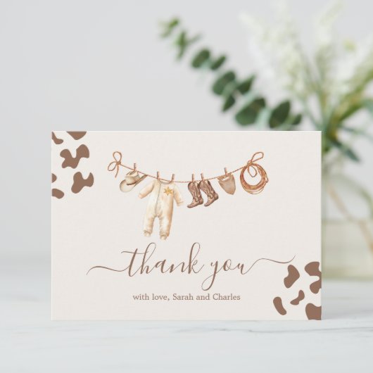 Ein kleiner Cowboy Baby Shower Boy Danke Karte (Stehend Vorderseite)